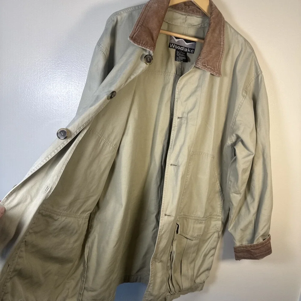 Woodlake Barn Coat Chore Jacket Mens Tan Corduroy Collar Unlined‎ Long Sz Large